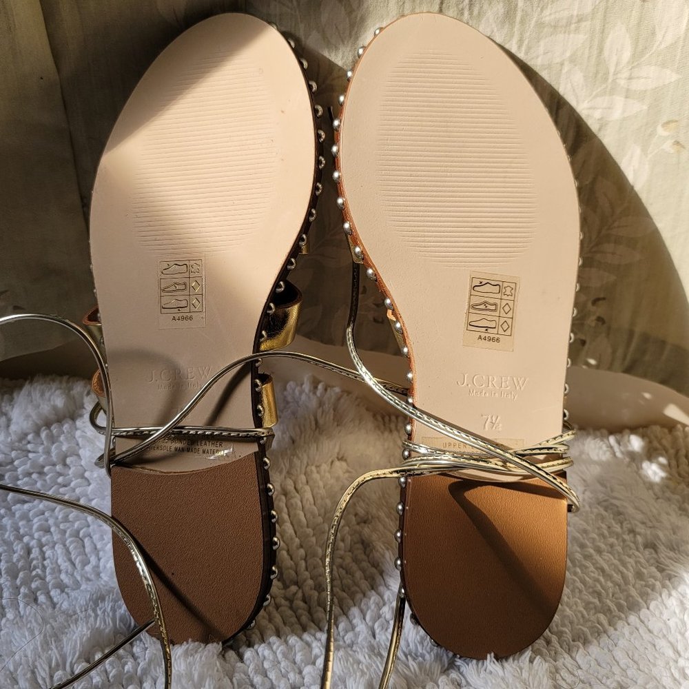 J. Crew Studded Gladiator Sandal Gold Leather.SALE!Was 60 Reduced to $45 - Picture 4 of 9